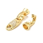 Rack Plating Brass Micro Pave Clear Cubic Zirconia Fold Over Clasps, Cadmium Free & Lead Free, Long-Lasting Plated, Oval