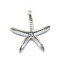 Alloy Micro Pave Cubic Zirconia Pendants, Long-Lasting Plated, Starfish/Sea Stars