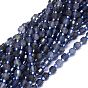 Natural Iolite Beads Strands, with Seed Beads, Faceted, Bicone, Double Terminated Point Prism Beads