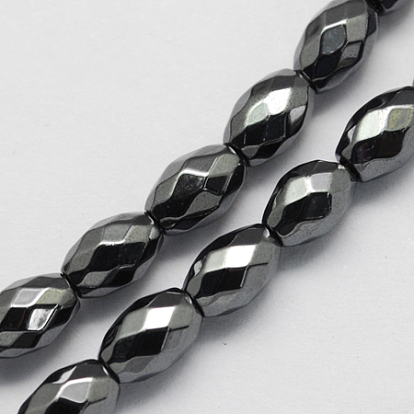 Non-magnetic Synthetic Hematite Beads Strands, Grade A, Faceted, Oval