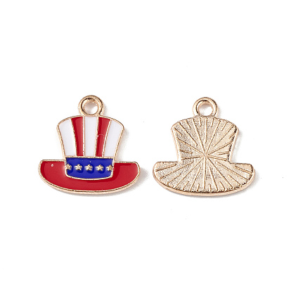 Colgantes de esmalte de aleación estilo bandera americana, la luz de oro, encanto del sombrero