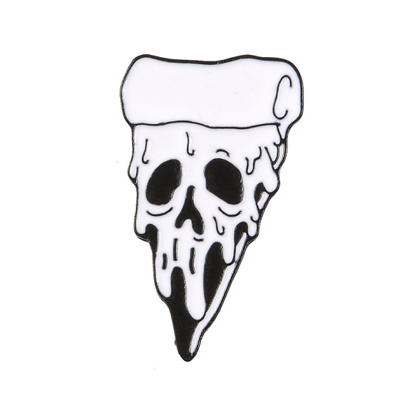 Broches émaillées en alliage, pizza avec tête de mort