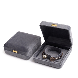 Boîtes de rangement carrées pour bracelets en velours, coffret cadeau à bijoux pour bracelet, avec clip en fer doré