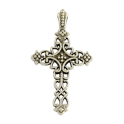 Tibetan Style Alloy Cross Gothic Pendants, Cadmium Free & Lead Free, 38x21x4mm, Hole: 2.5x1.5mm