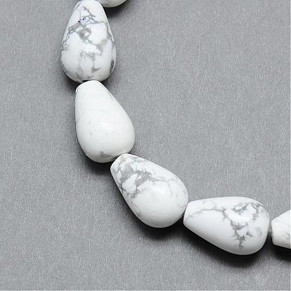 Howlite naturelle brins de perles de pierres précieuses, goutte 