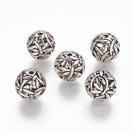 Perles en alliage de style tibétain, sans plomb et sans nickel, ronde, 14.5mm, Trou: 1.5mm