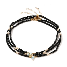 Ensembles de colliers de perles de coquille blanche naturelle de mauvais œil, avec des perles de jade malaisie naturelles, perles de nacre, perles en laiton et fermoirs à pince de homard en acier inoxydable, étoile et coeur et main hamsa