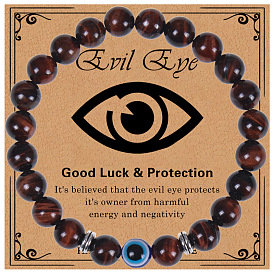 Red Tiger Eye The Evil Eye Beads Bracelet
