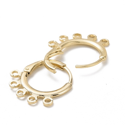 Brass Huggie Hoop Earrings for Women, with 5 Loops