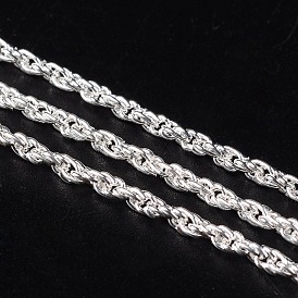 Iron Rope Chains, Unwelded, Silver Color Plated, with Spool