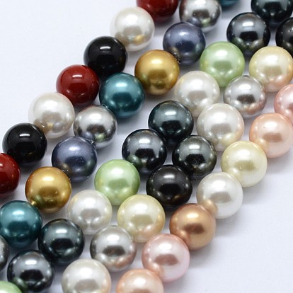 Shell Pearl Beads Strands, Round