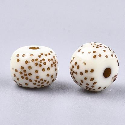 Opaque Acrylic Beads, Round, 7x9mm, Hole: 2mm, about 1620pcs/500g