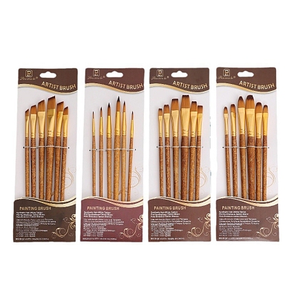 Angular/Filbert/Flat Brushes 6Pcs Painting Brush, Nylon Hair Brushes with Wood Handle, for Watercolor Painting Artist Professional Painting