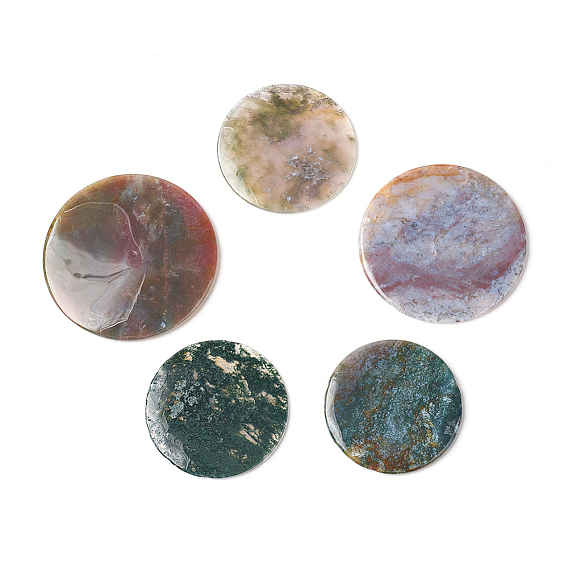 Natural Indian Agate Cabochons, Flat Round
