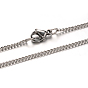 304 Stainless Steel Twisted Chain Necklaces, with Lobster Claw Clasps, 19.6 inch(50cm), 2mm