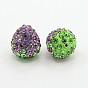 Clay Polymer Rhinestone Beads, Pave Disco Ball Beads, Grade A, Strawberry, 14x13mm, Hole: 1mm