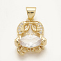 Brass Micro Pave Cubic Zirconia Pendants, Crab, Clear