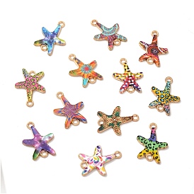 Printed Alloy Connector Charms, Starfish Links, Light Gold, Nickel