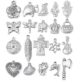 20Pcs 20 Styles 201 Stainless Steel Pendants, Mixed Shapes