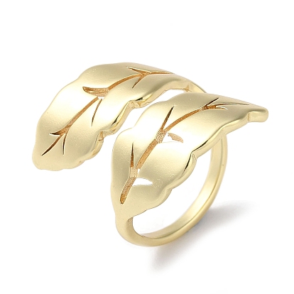 Покрытие стойки латунные открытые кольца, кольцо на палец-манжета в форме листа для женщин, долговечный, без свинца и без кадмия