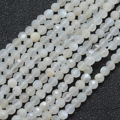 Naturelles perles pierre de lune blanc brins, facette, ronde