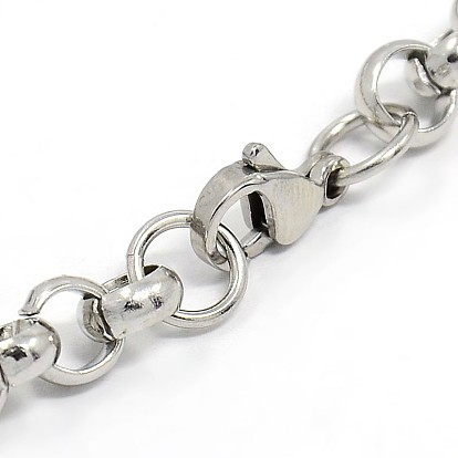 Fashionable 304 Stainless Steel Cable Chain Bracelets, with Lobster Claw Clasps, 8-1/2 inch (215mm), 7mm