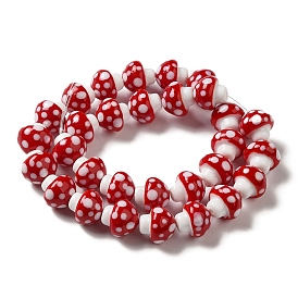 Handmade Lampwork Beads Strands, Mushroom