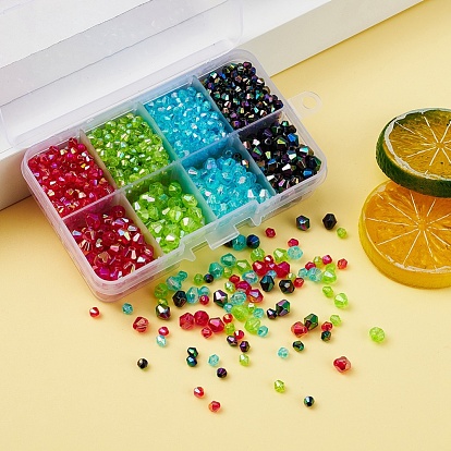 8 Style Bicone AB Color Plated Eco-Friendly Transparent Acrylic Beads
