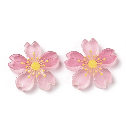 Luminous Resin Cabochons, 5-Petal Flower/Sakura