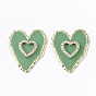 Epoxy Resin Cabochons, with Crystal Rhinestone and Light Gold Plated Alloy Open Back Bezel, Heart