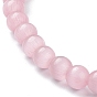 Bracelets extensibles à perles de pierres naturelles et synthétiques, ronde
