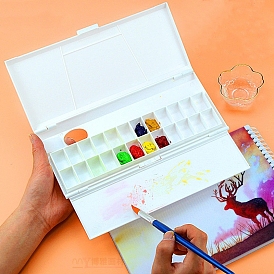 18/24 Grid Plastic Empty Watercolor Paint Pan Sets, for Paint Case Art Palette
