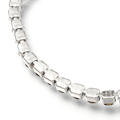 Réglable 304 bracelets coulissants chaînes strass strass en acier inoxydable, bracelets bolo, avec des chaînes de boîte, couleur inox