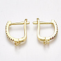 Brass Micro Pave Cubic Zirconia(Random Mixed Color) Hoop Earring Findings with Latch Back Closure, with Horizontal Loop
