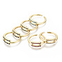 Brass Micro Pave Cubic Zirconia Cuff Rings, Open Rings, Real 18K Gold Plated, Nickel Free, Rectangle