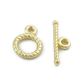 Rack Plating Alloy Toggle Clasps, Twist Ring