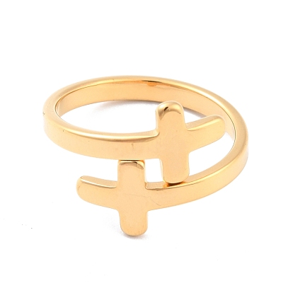 Ионное покрытие (ip) 304 крестообразное кольцо из нержавеющей стали, широкое открытое кольцо для женщин