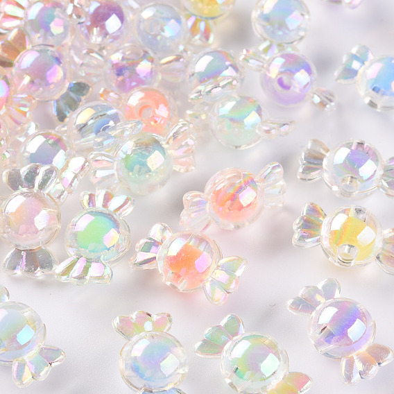 Perles acryliques transparentes, Perle en bourrelet, couleur ab , candy