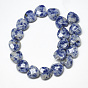 Perles de jaspe tache bleue naturelle, facette, cœur