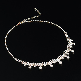 Sparkling Diamond Claw Necklace with Wave Collar for Women - N389