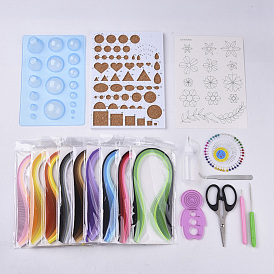 Ensembles de bandes de quilling de papier bricolage: bandes de quilling de papier de couleur aléatoire, Outil de graissage