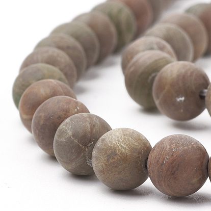 Natural Red Rainbow Jasper Beads Strands, Frosted, Round
