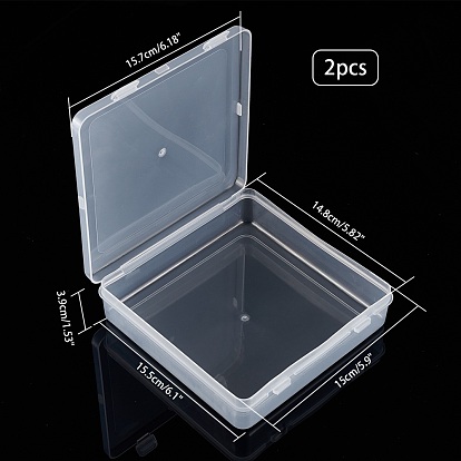 Polypropylene(PP) Bead Storage Containers Box, with Hinged Lid, for Storage of Small Items, Crafts, Jewelry, Square