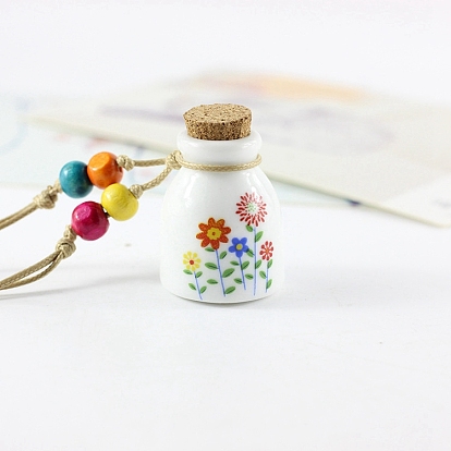 Colliers de bouteilles de parfum en porcelaine, collier pendentif
