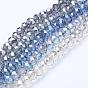 Plaquent verre transparent perles brins, plein arc-en-plaqué, facette, rondelle