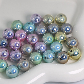 UV Plating Rainbow Iridescent Acrylic Beads, Round