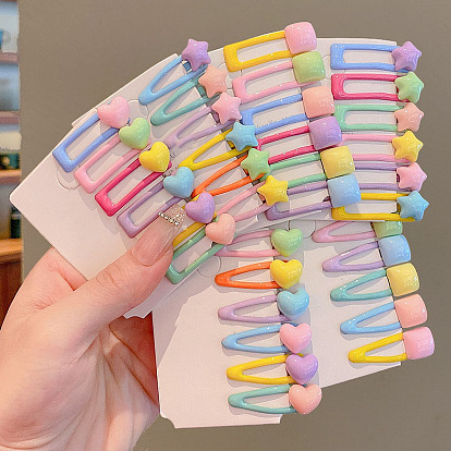 Plastic & Iron Snap Hair Clips, Macaron Color Hair Accessories for Girls