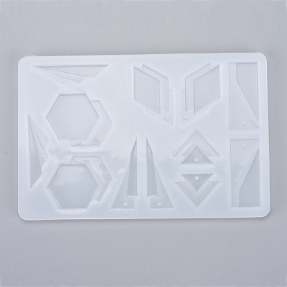 Moldes de silicona con forma de geometría, para pendientes de bricolaje, collar colgante joyería molde de fundición de resina de silicona