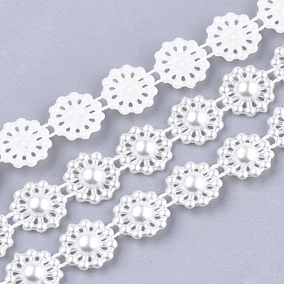 ABS Plastic Imitation Pearl Beaded Trim Garland Strand, Great for Door Curtain, Wedding Decoration DIY Material, Flower