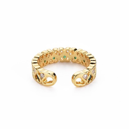 Cubic Zirconia Heart Cuff Ring, Real 18K Gold Plated Brass Open Ring for Women, Nickel Free
